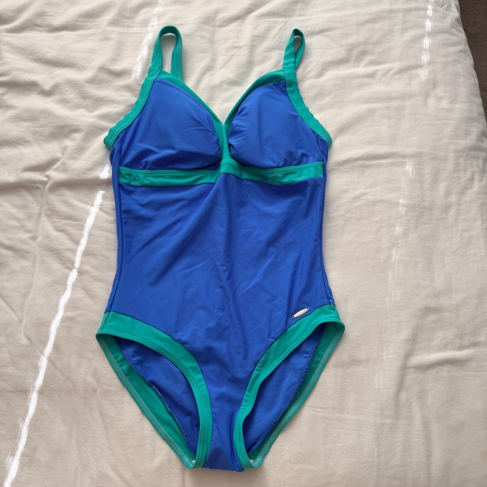 Merry Style One Piece Swimsuit Blue 2XL Colorblock Athletic Swimwear‎